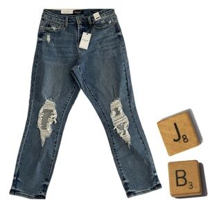 NWT - Judy Blue Distressed Knees Jeans (Relaxed fit) Size 9